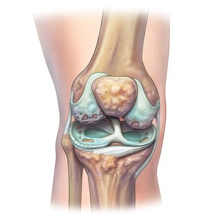 Zerstörung der Gelenke mit der Entwicklung von Osteochondrose